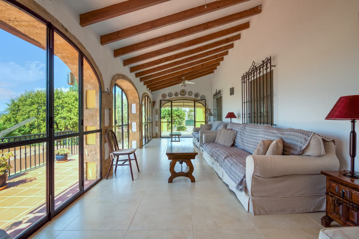 Villa exterior evening view
