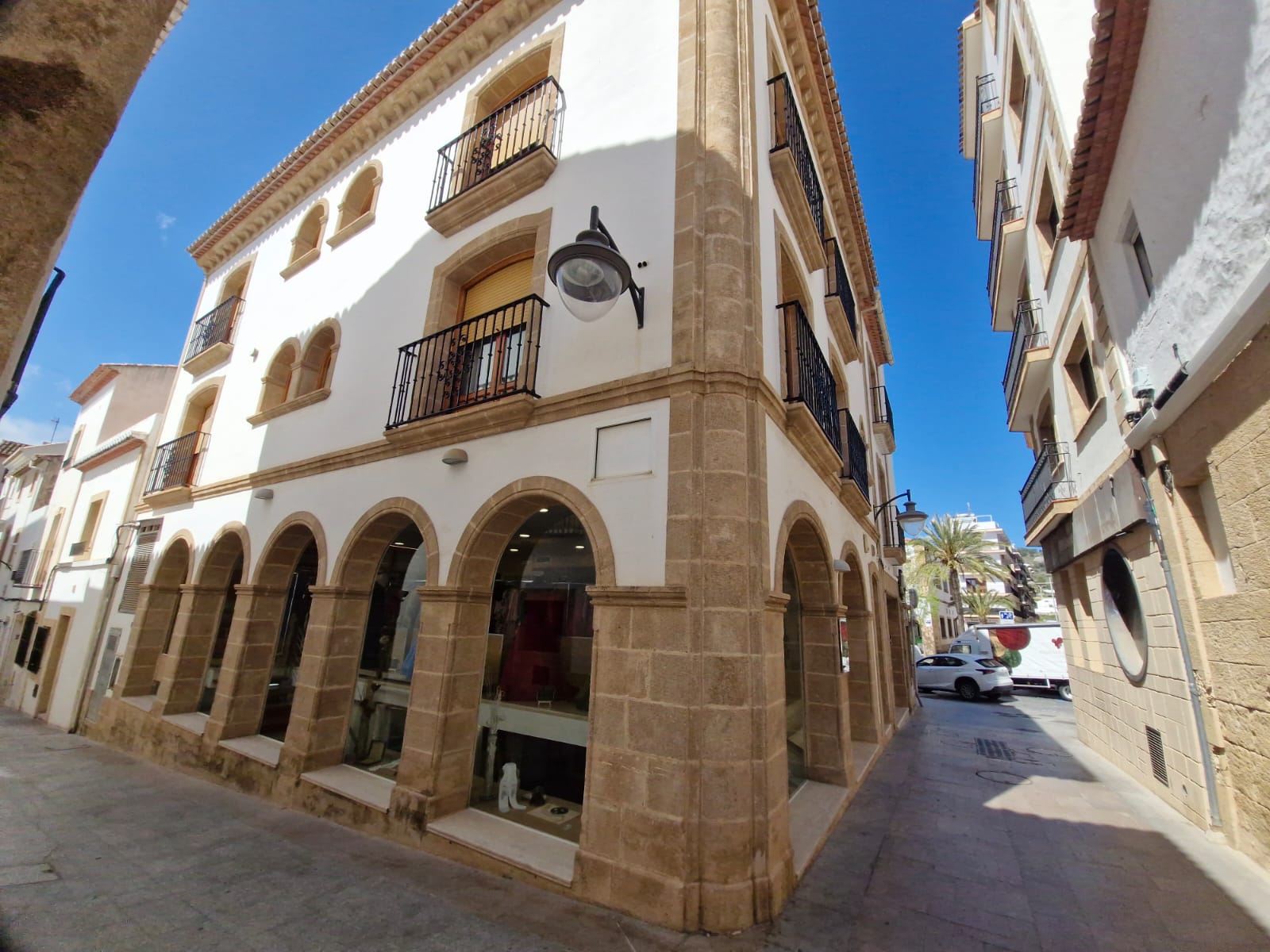 Arcade building in old town