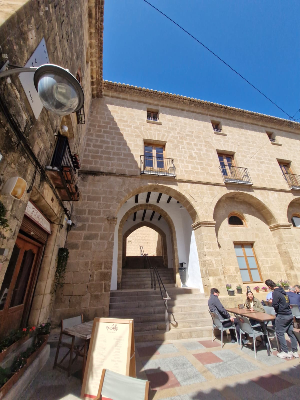 Stone arches plaza with terrace
