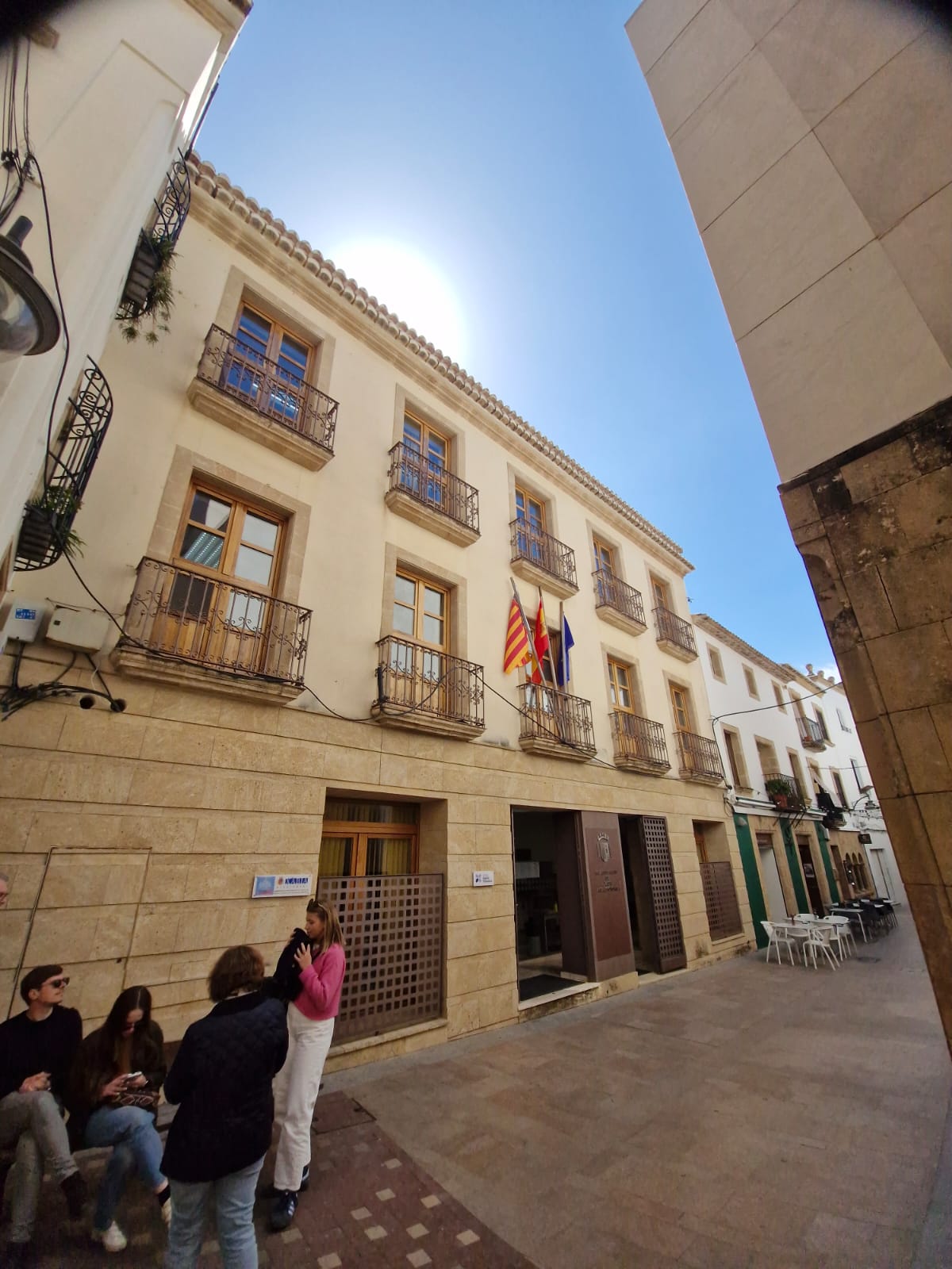 Javea town hall with flags